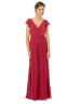 Slim V Neck Burgundy Pleated Chiffon Bridesmaid Dress With Sash